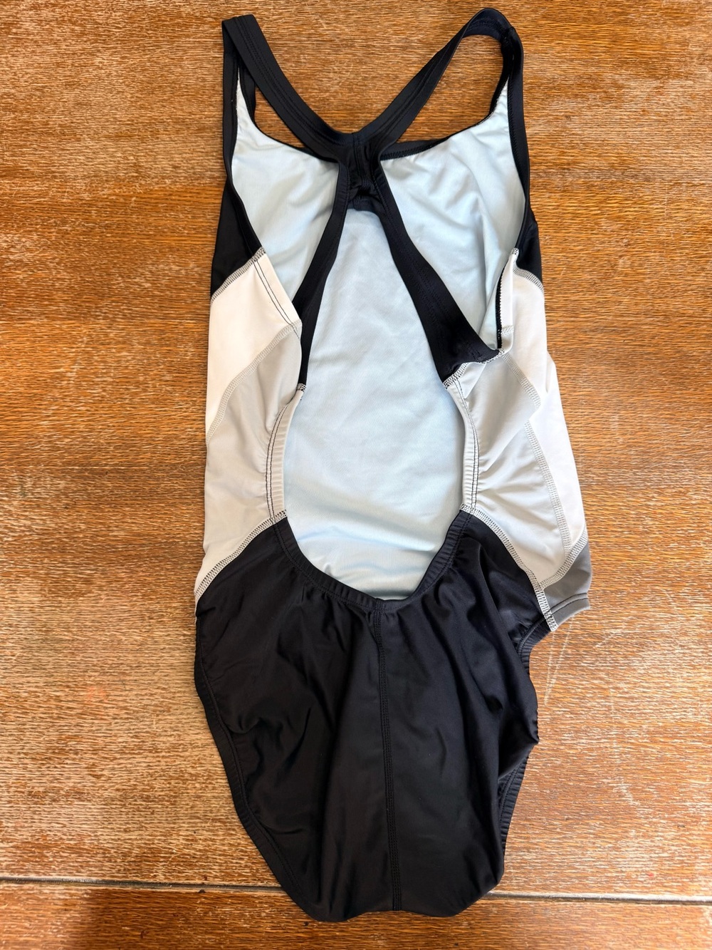 Nike Black One-Piece Swimsuit with Light Gray Side Panels - Picture 2 of 3